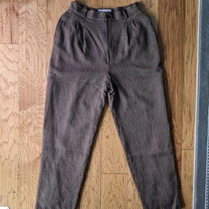 Vintage 100% Virgin Wool Lined Brown Pants High Rise Pleated 24 00 8